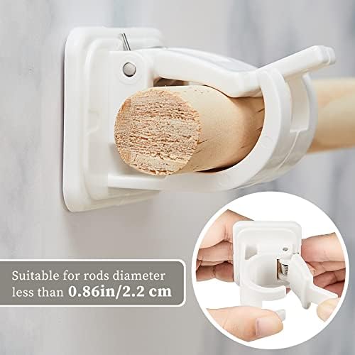 Self Adhesive Curtain Rod Bracket Drapery Hook Holders Fixing Rod Holder Curtain Pole Wall Brackets Towel Rod Hooks for Home Bathroom and Hotel Use (White)