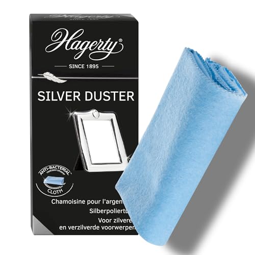 Hagerty Silver Duster Chiffon de nettoyage anti-ternissement pour l'argent I 55 x 35 cm I Tissu traité 100% coton I Chamoisine efficace pour tout objet en argent et en métal argenté