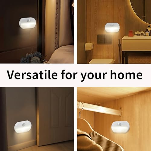 Image of 6 Pack Motion Sensor Light Indoor, Closet Light Without Wiring, Cordless Battery-Powered LED Night Light, Stick-Anywhere Wall Lights for Stairs, Hallway, Bathroom, Bedroom, Wardrobe