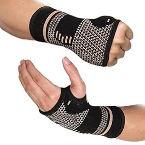 FITTOO Copper Compression Hand and Wrist Sleeves Brace for Men & Women – Pain Relief, Injury Recovery, Suitable for Sports Protection – Fits Left or Right Hand