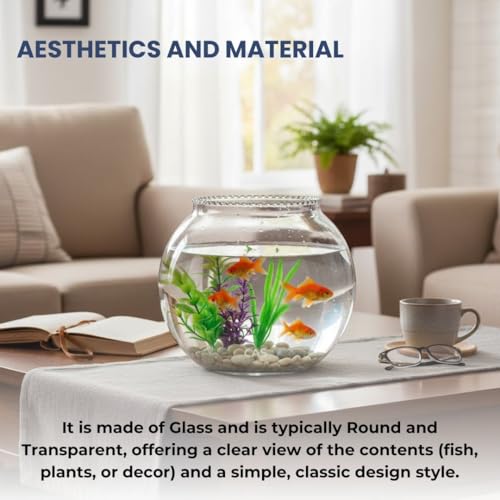 Image of CAS 1L to 14L Glass Fish Bowl 13.6 L(12 INCH, Surface (Glass) Fish Bowl)