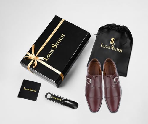 Image of LOUIS STITCH Men's Formal Shoes | Italian Leather Double Monk Strap Handcrafted | Stylish Slipon Shoes for Business, Formal, (LSRXSM)