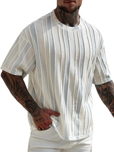SOLY HUX Men's Casual Striped T Shirts Short Sleeve...