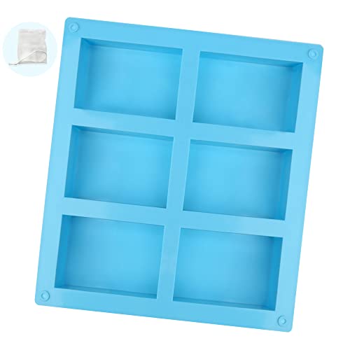 DONQL 1 moule à savon rectangulaire en silicone - 6 pièces - Fabriqué à la main - Pour bricolage fait maison - Bleu Cover