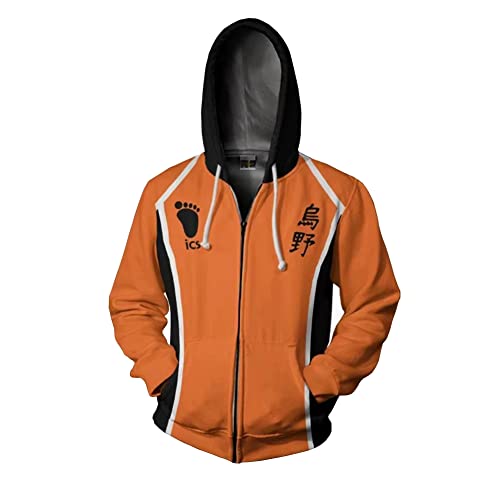 Jiumaocleu Anime Haikyuu - Sudadera con capucha Hinata Shoyo, Kozume Kenma estampada con cremallera, manga larga, casual, holgada, con cordón, unisex, Tipo 6, M