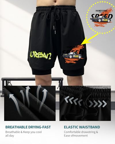 Personalized Men Shorts with Text Photo 2 in 1 Active Sweat Men Running Beach Fitness Training Shorts3