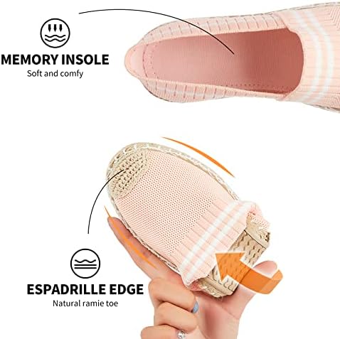 BABUDOG Womens Espadrilles Breathable Flats Shoes Mesh Slip on Loafers Soft White Flats(Pink.US10) | Image 1