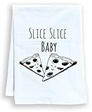 Funny Kitchen Towel, Slice Slice Baby, Flour Sack Dish Towel, Sweet Housewarming Gift, White
