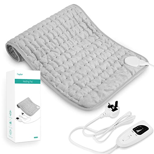 Faylor Heating Pad Electric for Pain Relief of Back Neck and Shoulder 6 Electric Temperature Options 4 Temperature Settings Auto Shut Off (12 x 24 inches Heated Pad)