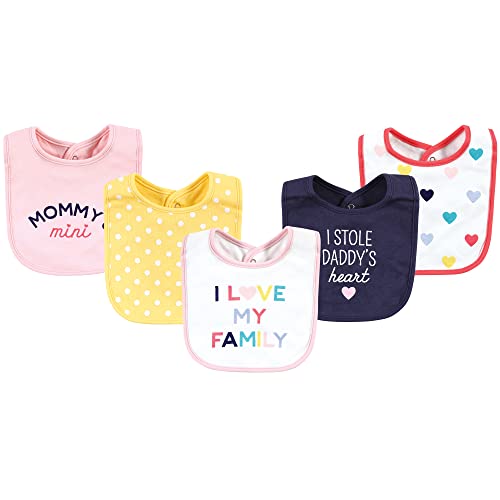 Image of Hudson Baby Unisex Baby Cotton Bibs, Girl Bold Family, One Size