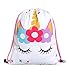 Unicorn Gifts for Girls - Unicorn Drawstring Backpack/Makeup Bag/Bracelet/Inspirational Necklace/Hair Ties (White Star Unicorn)