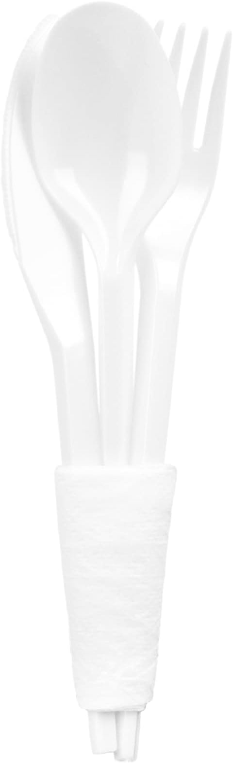 Plastic Cutlery Forks and Spoons – Disposable Plastic Cutlery Set White [50 Set] 150 PCS of Plastic Cutlery [Spoon 50, Fork 50, Knives 50, Tissues 50] Utensils Plastic Heavy Duty BPI Certified