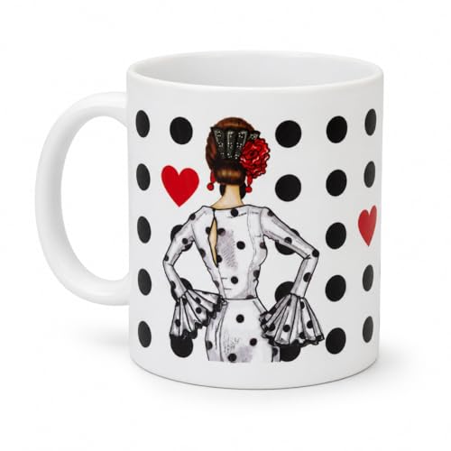 IllustrArte Tasse de 350 ml - Tasse en céramique avec motif danseuse de flamenco - Cadeau pour les amoureux de la danse - Marie blanche