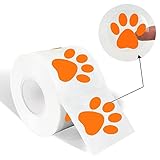 Yeachlaing Paw Print Stickers, 1.5' Clear Round Bear Paw Stickers with Perforation Line (500 PCS, Orange)