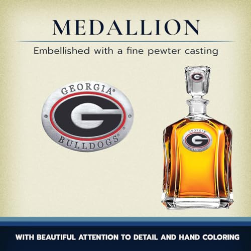 Image of Heritage Pewter Georgia Capitol Decanter | 24 OZ Whiskey Decanter for Liquor with Airtight Stopper | Expertly Crafted Pewter Glass Clear
