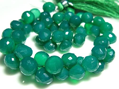Green Onyx Faceted Onion briolette pour création bijoux DIY fil 18cm