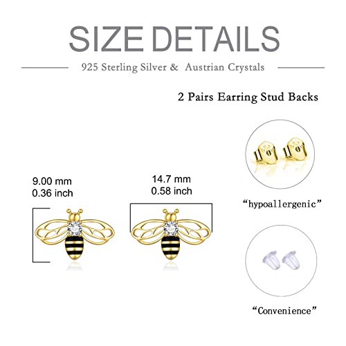 925 Sterling Silver Bee Earrings Gold Cute Bumblebee Stud Earrings Jewellery Birthday Gifts for Women4