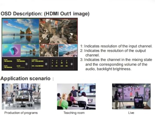 Image of MICROWARE 4 Channel 5 Inch Screen HDMI Video Switcher Mic Mixer Multi Camera Live-Streaming Support Type C Video Capture Card Record
