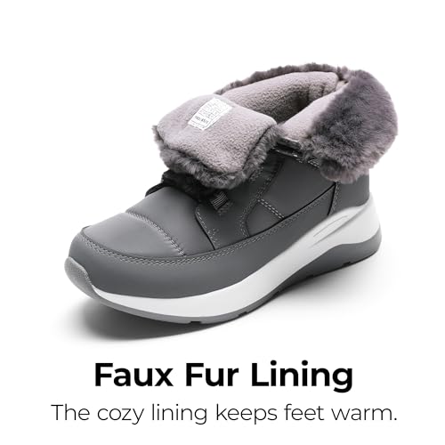Image of DREAM PAIRS Women's Outdoor Winter Snow Boots | Women Winter Snow Boots, Faux Fur Waterproof Ankle Booties, Zaylee Ladies Slip Resistant Sole Comfortable Short Boots Outdoor