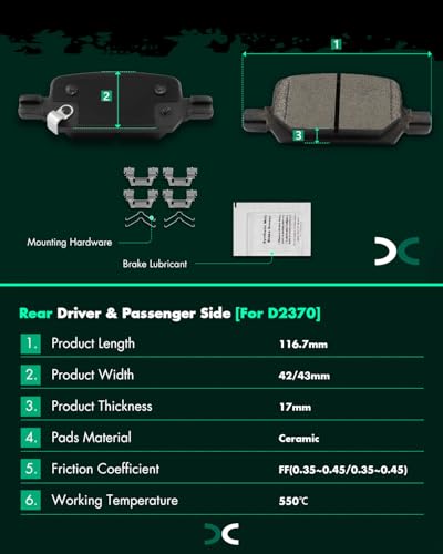 Image of SCITOO D2370-9599 Disc Brake Pads Sets Rear Ceramic Brake Pads w /Hardware