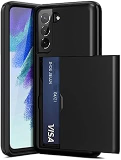 ACOCOBUY Case for Samsung Galaxy S21 FE 5G Case Shockproof Galaxy S21 FE Wallet Case Protective S21 FE Case with Card Holder Dual Layer Armor Case Rubber Bumper Phone Cover for Galaxy S21 FE 5G Black