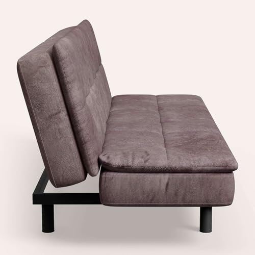 Image of Interio by Godrej Indulge Convertible Sofa Bed - Fab Leather Upholstery with Adjustable Arm & Backrest, 1-Year Warranty, Brown