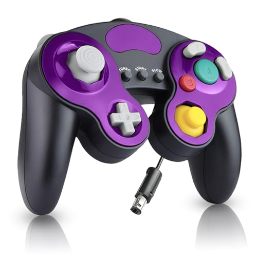 YSDZSW Upgraded Wired Controller for Wii/GameCube TURBO Game Controller Compatible with GC/Wii Games (Black-Purple)