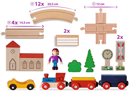 Eichhorn 100001262 - Houten spoorbaan trein, 8-delig, FSC-gecertificeerd beukenhout, vanaf 3 jaar - Image 5