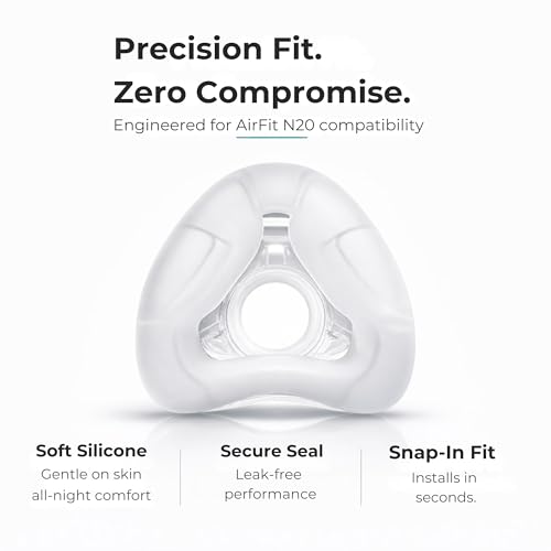 Image of N20 Replacement Cushion - Compatible with AirFit & AirTouch CPAP Nasal Mask - Soft, Snug Fit, Premium Comfort, Covers Nose, Durable Material (Medium)