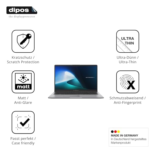 dipos I 2x Schutzfolie matt passend für Asus ExpertBook P1 P1503CVA Folie Displayschutzfolie, Ultra-Dünn, Case-Friendly, Fingerprint-Kompatibel
