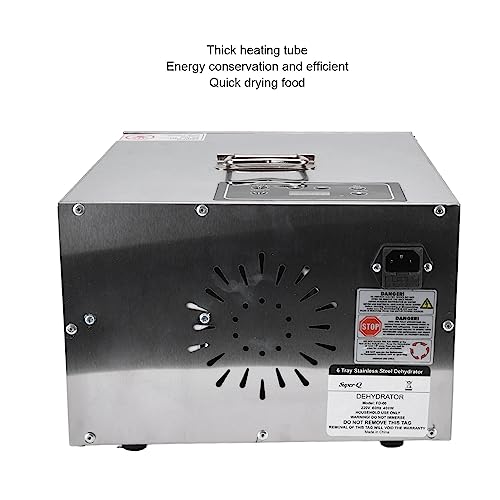 Desidratador de Alimentos Com 6 Bandejas Com Secagem Uniforme, Temperatura Ajustável de 400 W e Seca