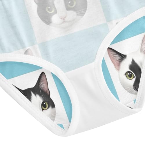 Toddler Panties, Black White Cat Checkerboard Cotton Underwear Girls, 2–8 Years4