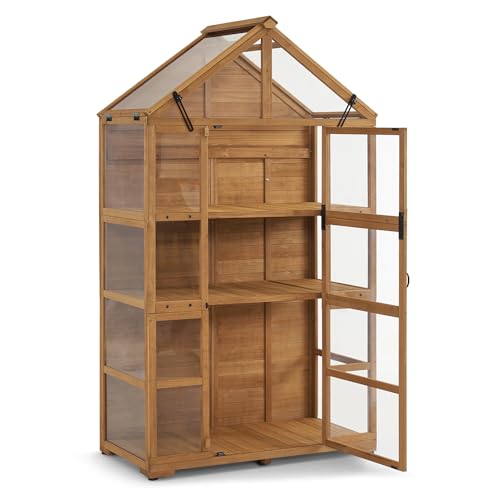 MCombo Wooden Greenhouse with Vent & Adjustable Shelves 0826