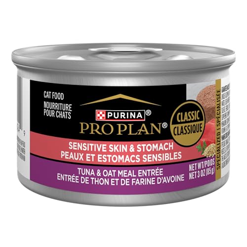 Purina Pro Plan Sensitive Skin and Stomach Cat Food Tuna and Oat Meal Entree - (Pack of 24) 3 oz. Cans