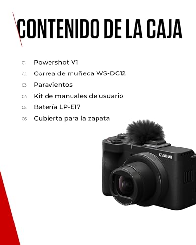 Ficha técnica Canon PowerShot V1 Cámara para Vlogging con Objetivo Ultra Gran Angular f/2.8 Creadores de Contenido Vlogs y Viajes Conexión por USB y Wi-Fi - Fernando Cortés