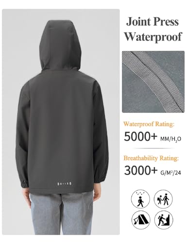 Image of Kids Rain Jacket Lightweight Waterproof Rain Coats Outerwear with Hood for Boys Girls Size 5-15