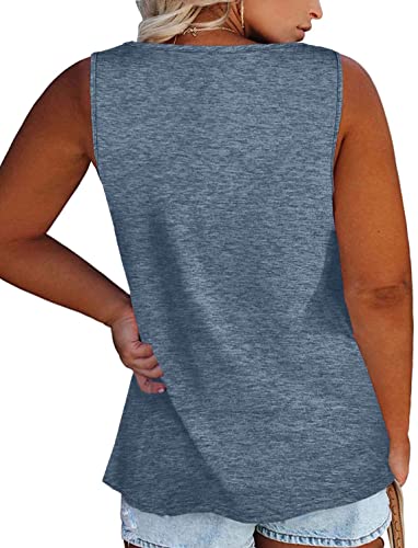Image of Womens Plus Size Tank Tops Summer Button Down Henley Shirts Sleeveless Tops