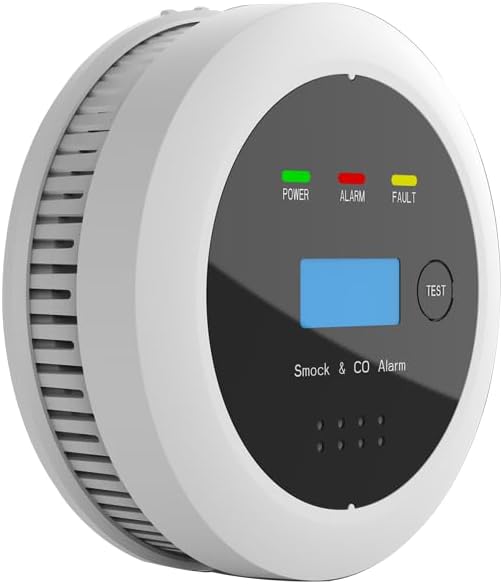 Smoke and Carbon Monoxide Detector Combo, 2-in-1 Dual Sensor CO & Smoke Alarm, Battery Operated Carbon Monoxide Detectors with LCD Display for Home, Easy to Install