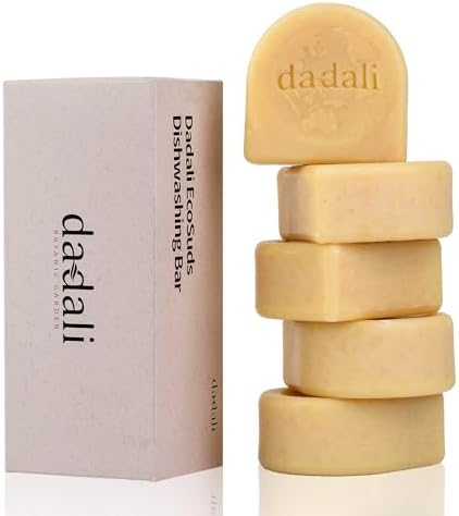 dadali Solid Dish Soap Bar (25oz, 5 × 5oz Bars) | Powerful Grease...