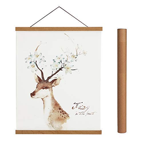 Image of Artmag Magnetic Poster Hanger Frame, 37x45 37x40 37x25 Light Wood Wooden Magnet Canvas Artwork Print Poster Hangers Frames Hanging Kit (Teak Wood, 37 inch)