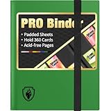 Fabmaker 9 Pocket Trading Card Binder - Heavy Duty Holds 360 Cards, Sleek Side-Loading Green Album