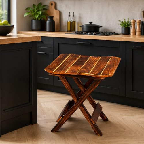 Image of Wooden Folding Table for Daily Use | Multipurpose Portable & Space Saving Small Folding Table for Daily Use Easy to Fold & Store | Coffee Table for Living Room | (X Squer)