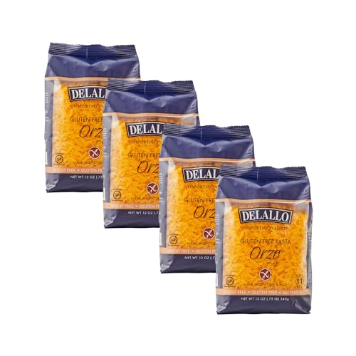DeLallo Gluten Free Orzo Pasta, 12 oz Bag, (4 Pack),