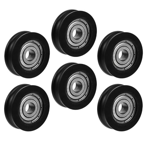 Ciieeo Lot de 6 Poulies de Guidage à Rainure en U pour Portes Coulissantes, Roues en Pom Résistantes à l'usure, Glissement Fluide, pour Maison et Bibliothèque