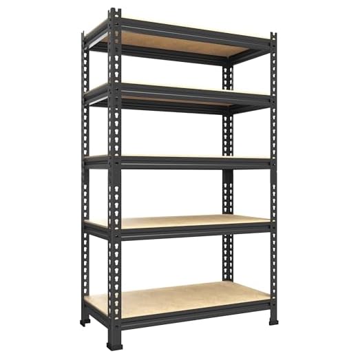 PrimeZone Storage Shelves 5 Tier Adjustable Garage Storage Shelving, Heavy Duty Metal Storage Utility Rack Shelf Unit for Warehouse Pantry Closet Kitchen, 28" x 12" x 59", Black