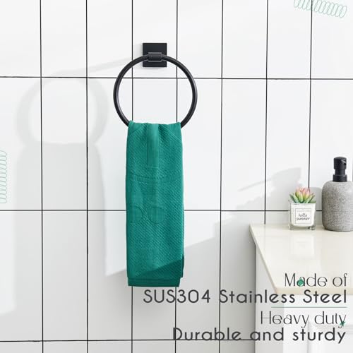 Image of KOKOSIRI Towel Ring Matte Black Bath Towel Hanger Bathroom Hardware Hand Towels Holder Rack Wall Mounted Stainless Steel, B3010BK