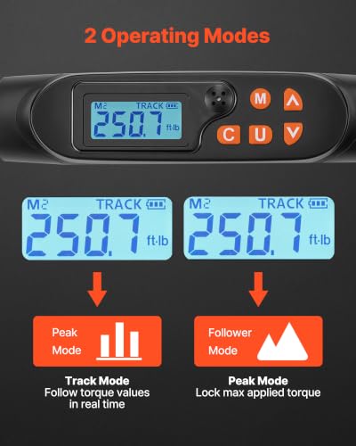Image of VEVOR Torque Wrench Set 1 /2 inch Drive Digital Torque Wrench 4 Display Units, ±2% Accuracy, LCD Screen, with Buzzer and LED Indicator, with Sockets, Extension Bar, Adapter, for Automotive Repair