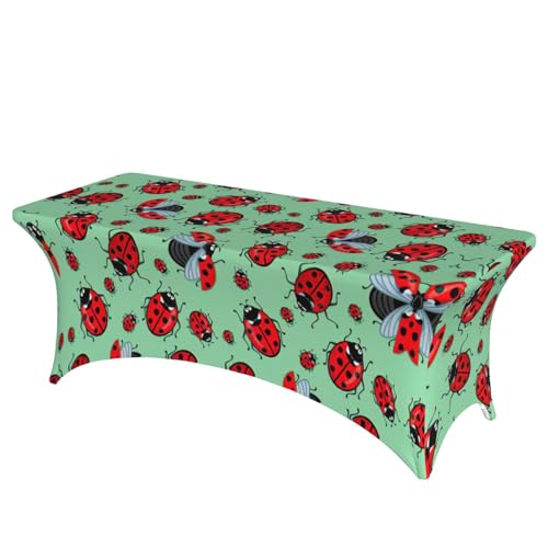 Housse de table extensible rectangulaire 1,8m à motif coccinelles
