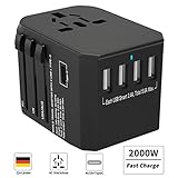 【INTERBATIONAL REISEADAPTER】: Bedecken Sie mehr als 224 Länder. Eingebauter UK / EU / AU / US Steckdose, können Sie es einfach in über 224 Ländern verwenden, während Sie unterwegs sind,wie USA, Europa, Australien, Italien, England, Deutschland, Frankreich, Japan, Argentinien, Irland, Israel, Hong Kong, Thailand, Vietnam, Ägypten etc.Darüber hinaus spart das kompakte und schlanke Design viel Platz in Ihrem Gepäck, wenn Sie um die Welt reisen. （Afrika empfiehlt den Kauf eines Spezialsteckers）