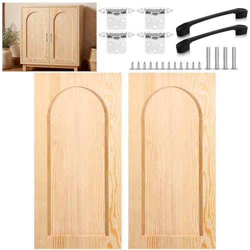 Sintuff 2 Sets 12 W x 24 H Unfinished Kitchen Cabinet Door Replacement with Hinges and Handles Cabinet Doors Front Replacement for Kitchen Bathroom Vanity Closet